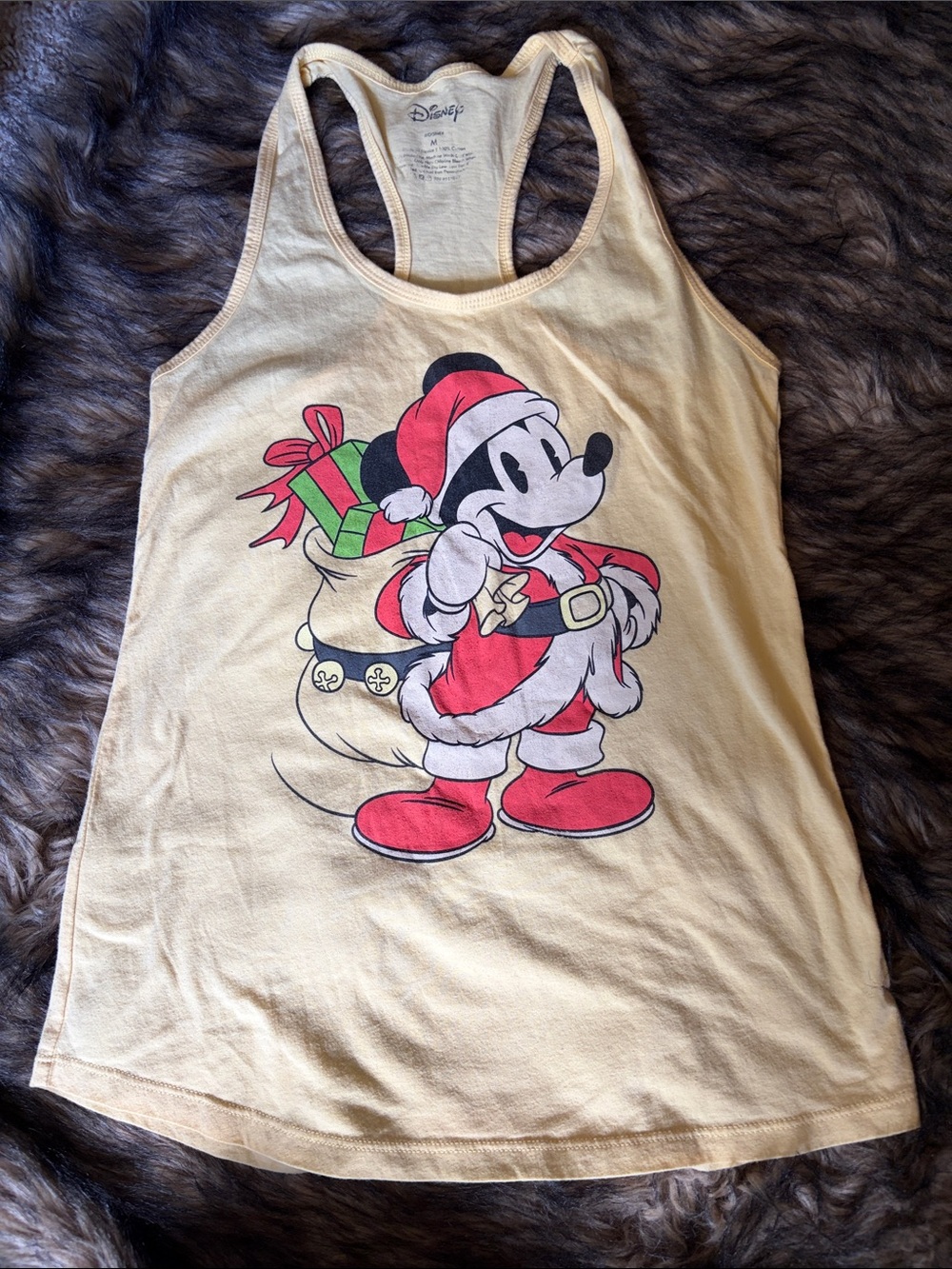 Disney - Yellow Racerback Tank Mickey Mouse Santa Graphic Size Medium Christmas